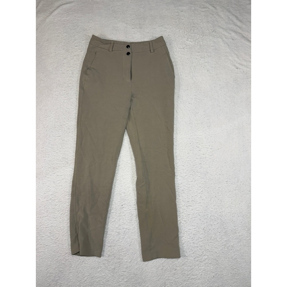 Massimo Dutti Womens Tan Khaki High Rise Slim Fit Trousers Size 2